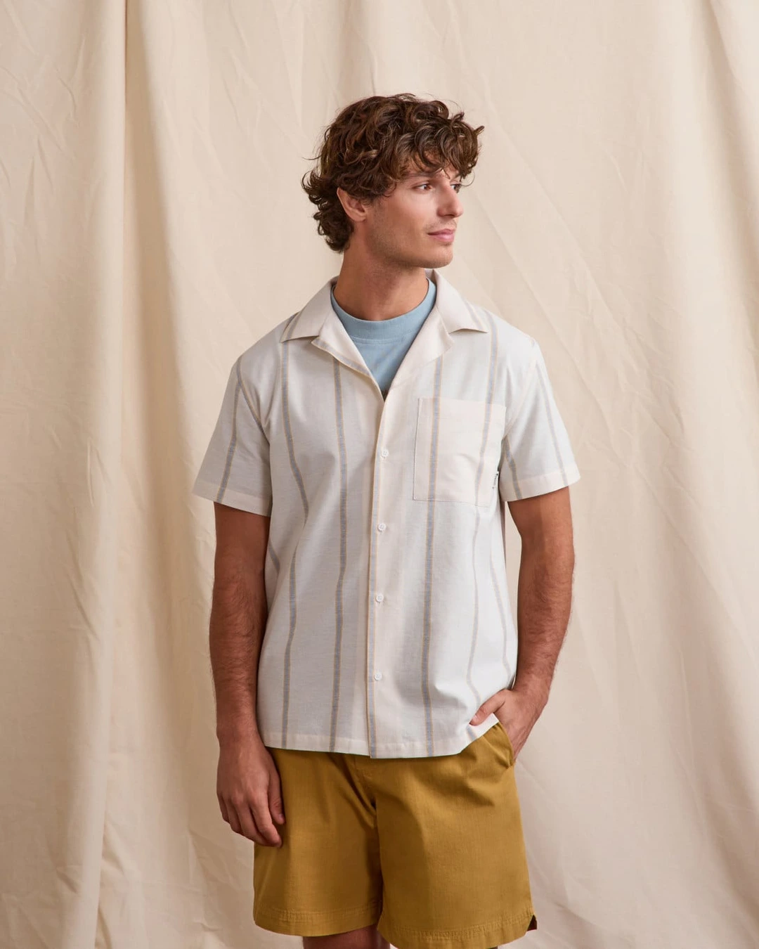 Chemise manches courtes brique et écru - PAIOLIVE