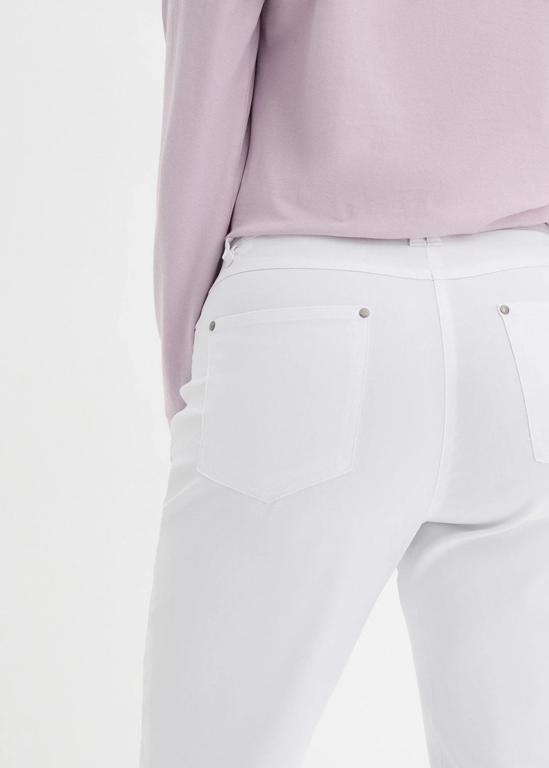 Pantalon droit en bengaline extensible, taille élastiquée - 3