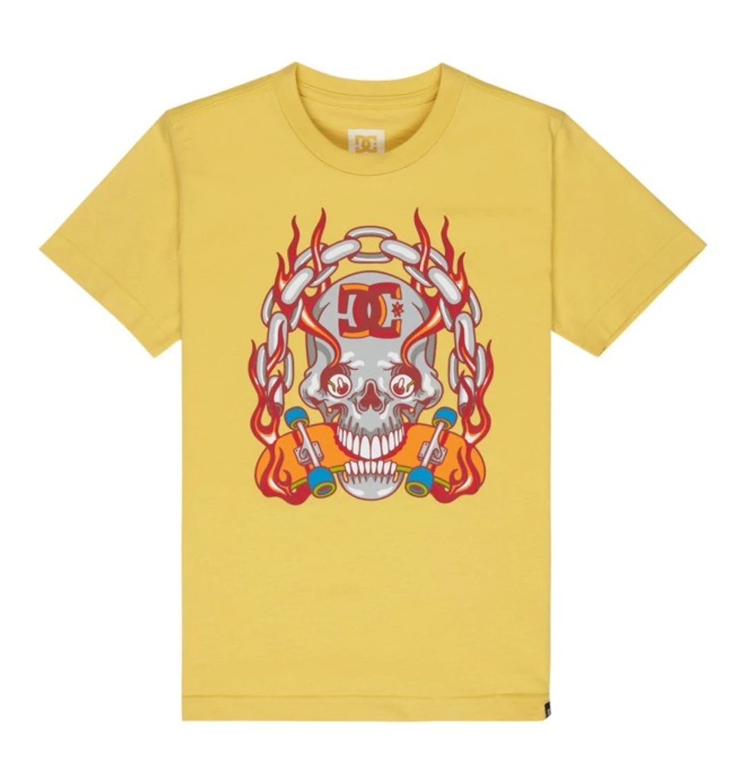 Burning Skull - T-Shirt à manches courtes Jaune Garçon 8-16 ans