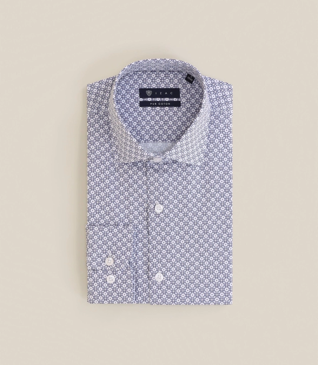 IZAC - Chemise ajustée avec col italien bleue