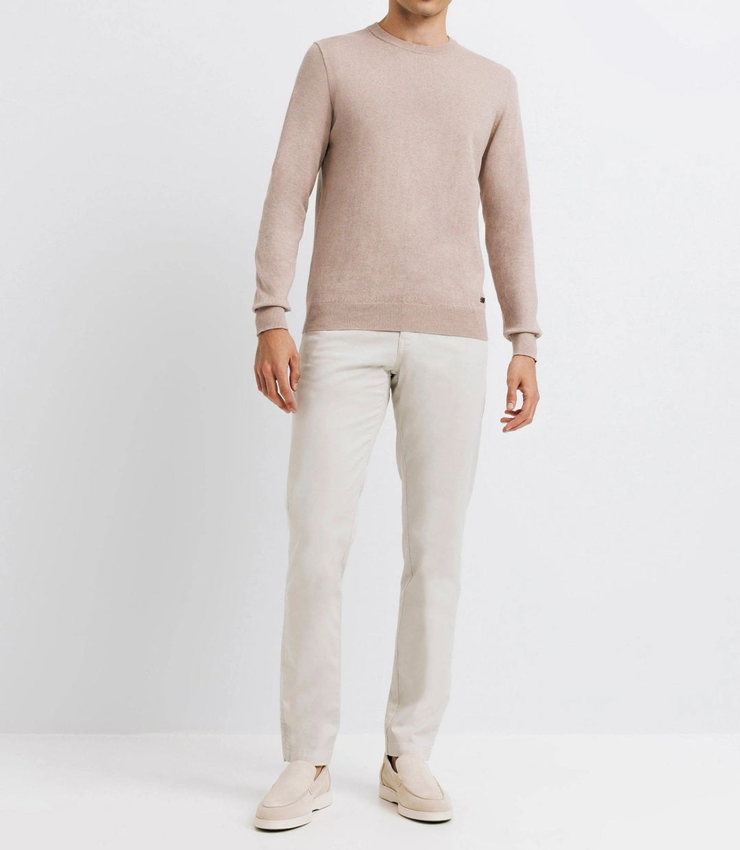 IZAC - Pull col rond double fil beige