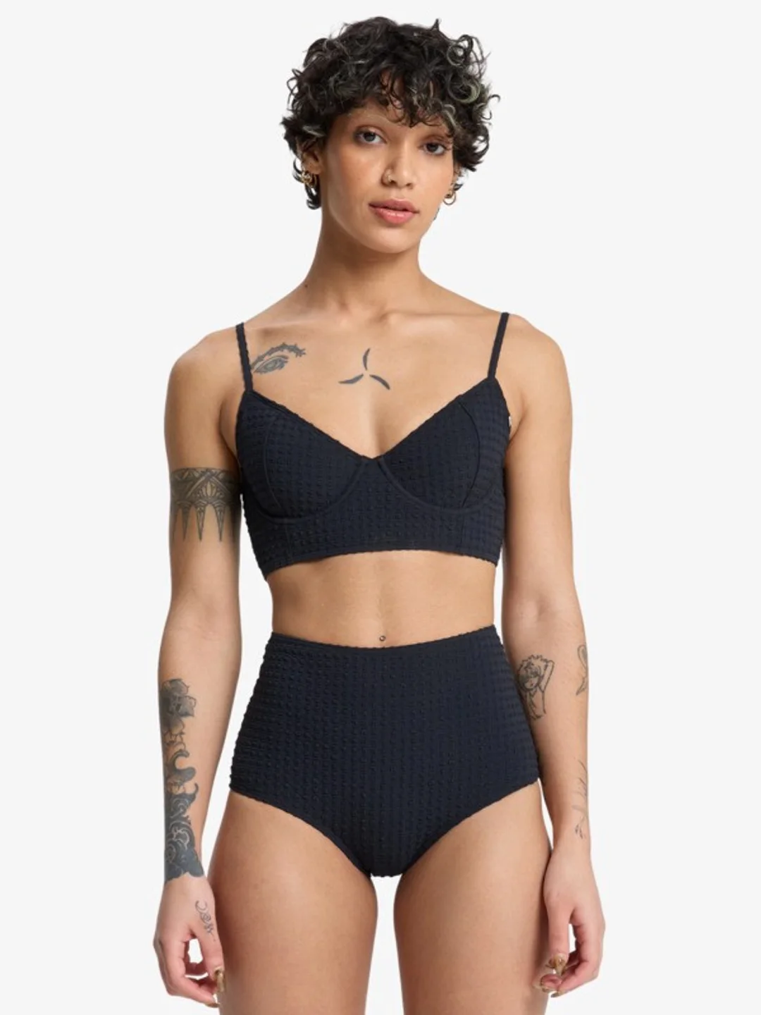 Melly - Bas de bikini taille haute pour Femme Noir