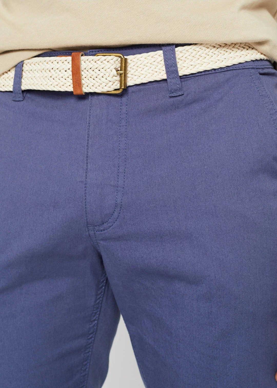Pantalon chino droit avec taille élastique et ceinture, regular