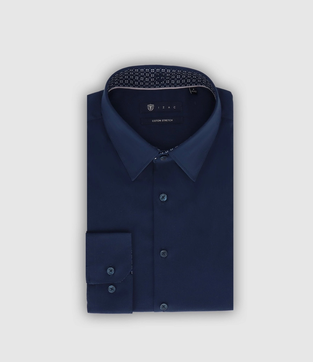 IZAC - Chemise slim unie marine PAULIN