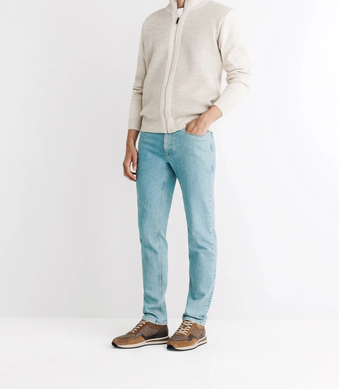 IZAC - Pull gilet col montant beige