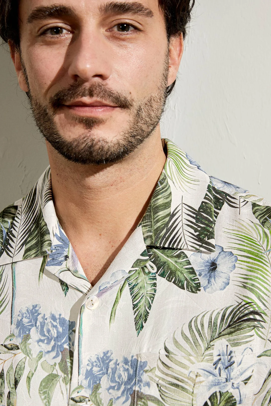 LILYSILK Chemises En Soie Pour Homme Col Ajustable Jacquard De Soie Naturellement Antibactériens Imprimé Palmiers Tropicaux L