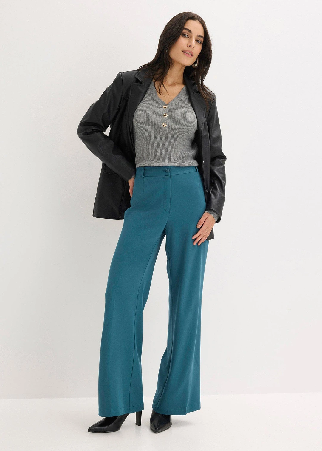 Pantalon large à pinces et taille élastiquée - 2