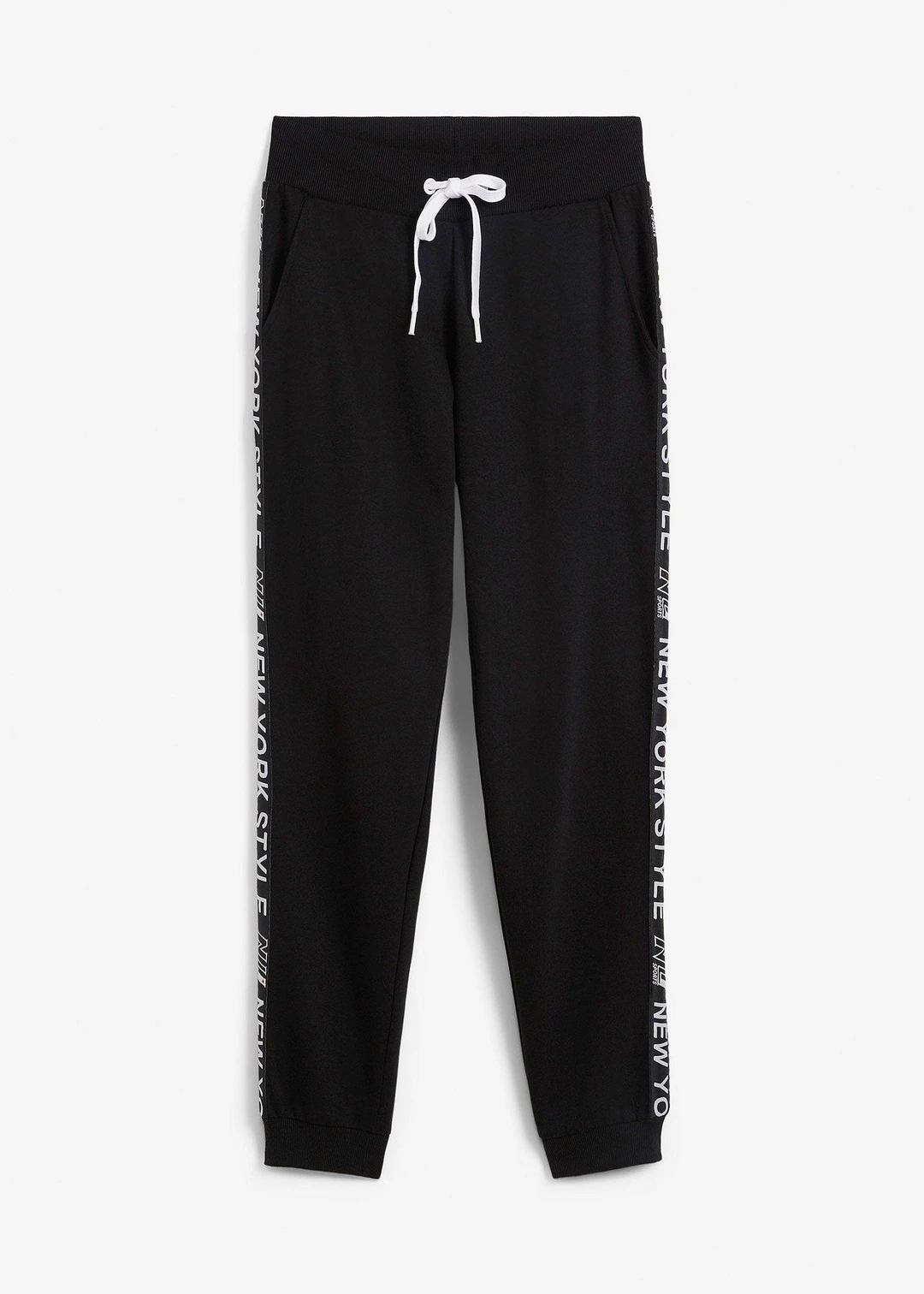 Pantalon de jogging avec finitions bord-côtes et imprimé