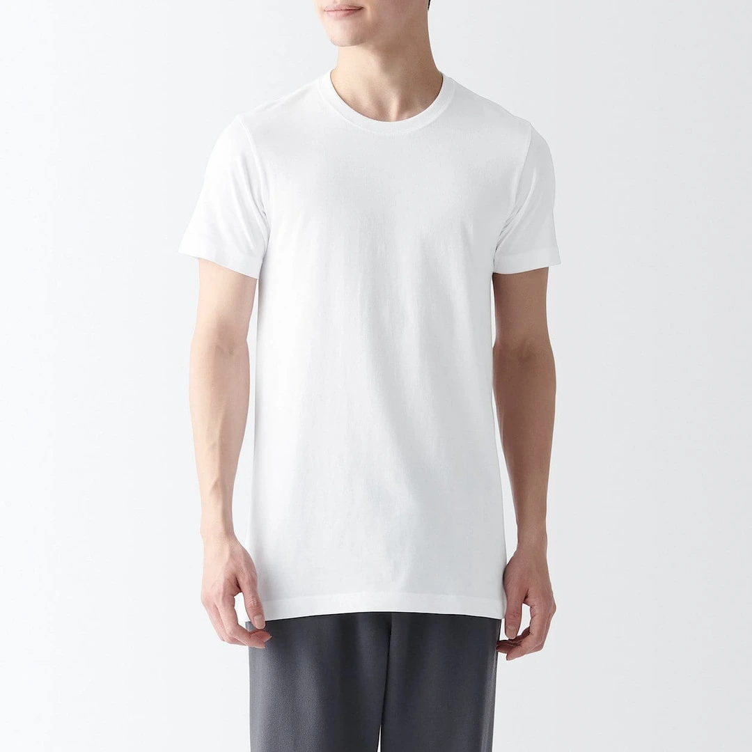 T-shirt en coton sans coutures latérales à col rond - lot de 2, pour homme