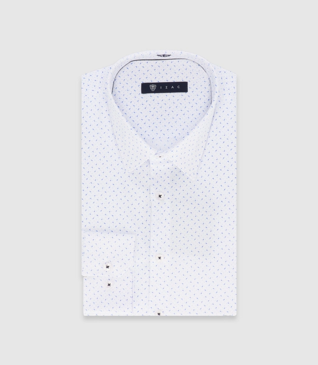 IZAC - Chemise slim à imprimé micro motifs bleu MATHISOUT