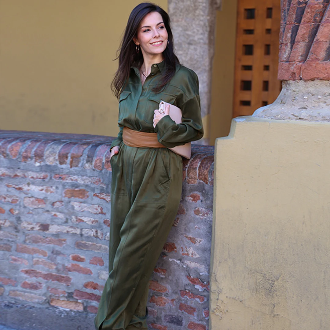 LILYSILK Pantalon en Soie pantalon soie femme Vert Safari