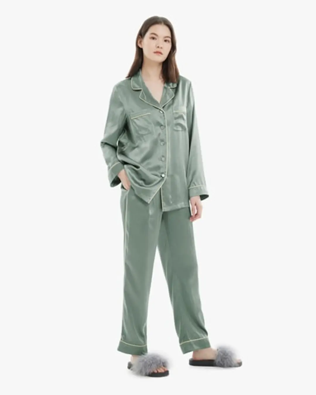 Ensemble Pyjama à Passepoil d'Or en Soie