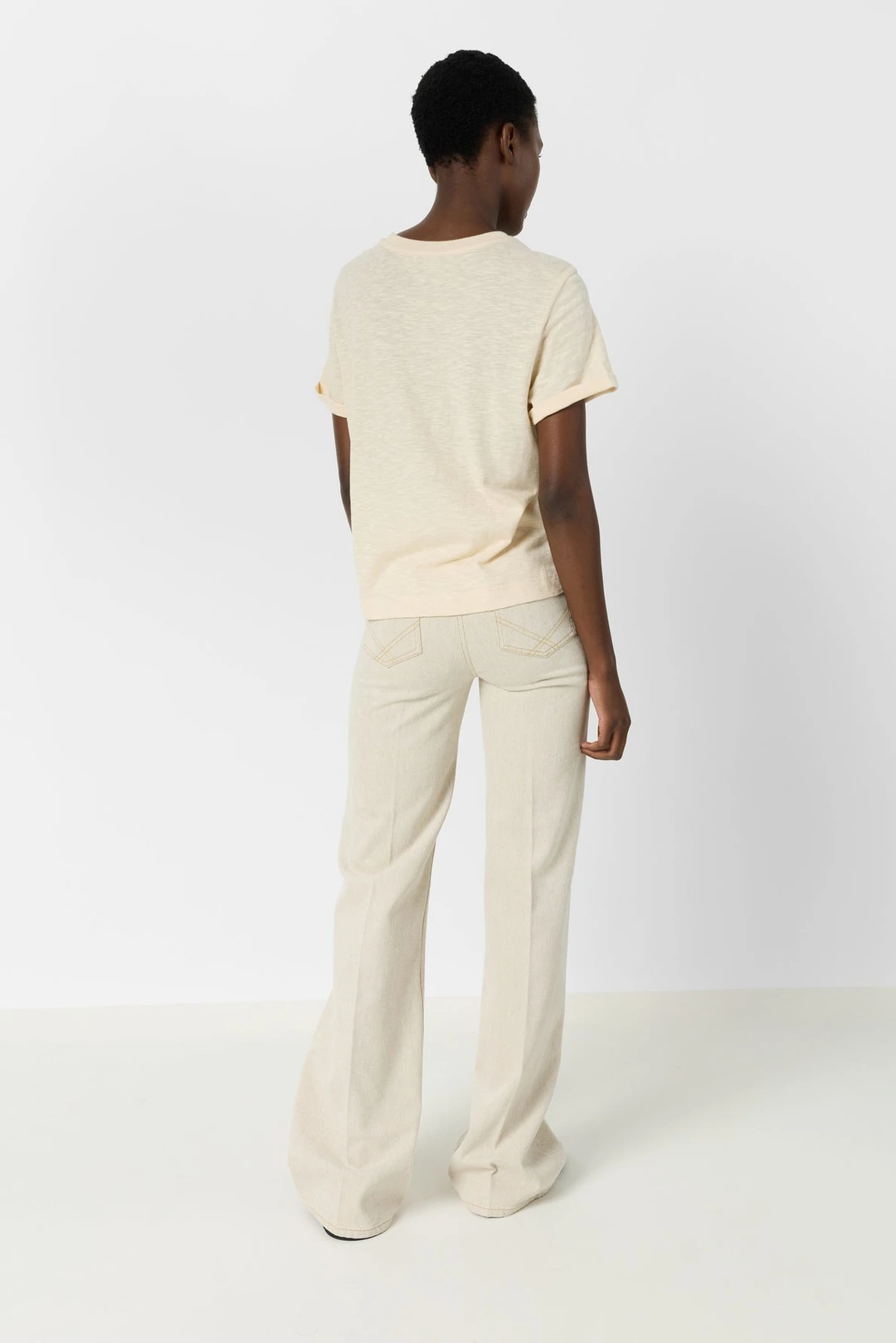 T-shirt bi matière esprit foulard - MANOLIA - Marine