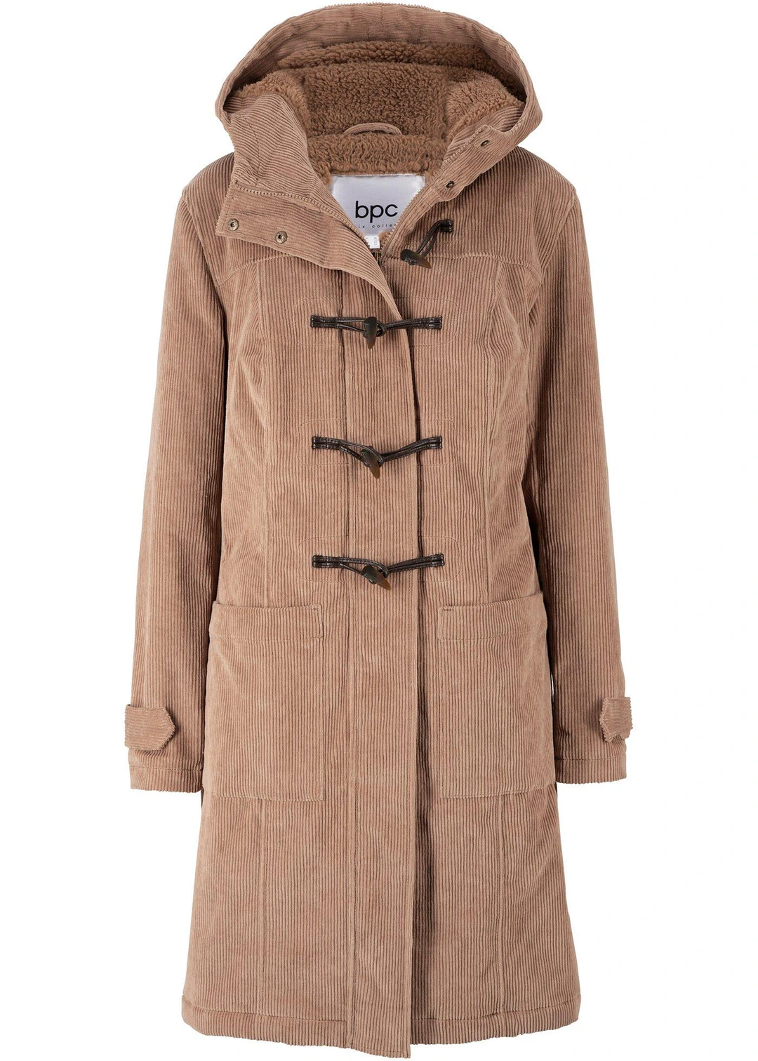 Duffle-coat en velours côtelé doublé