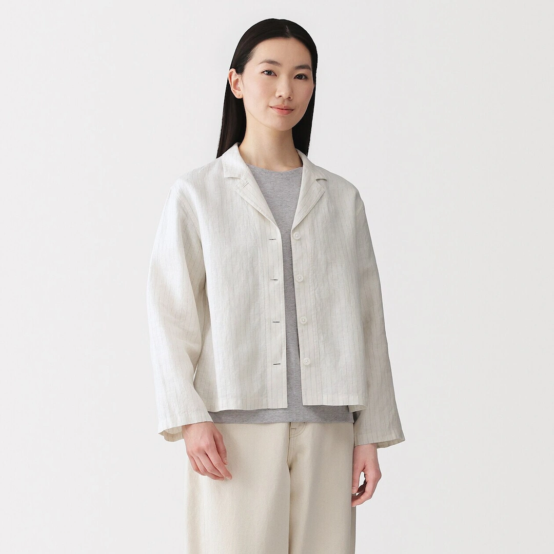 Veste chemise en lin lavé pour femme
