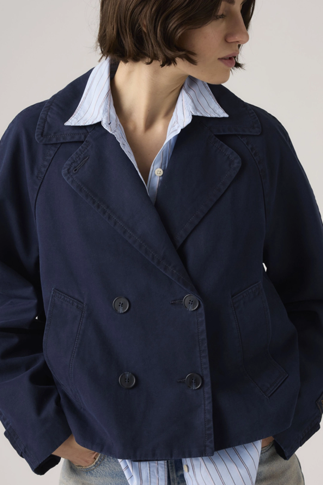 Levi's Veste Swing Trench Crop Bree - Femme - Bleu / Nightwatch Blue - XS - 2