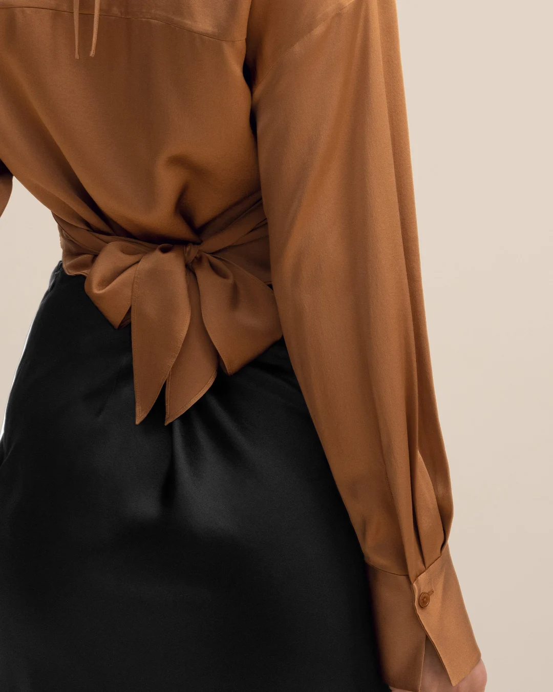 LILYSILK Chemise Enveloppante Caramel XL Élégante Soie Charmeuse 22 Momme Douce et Fluide