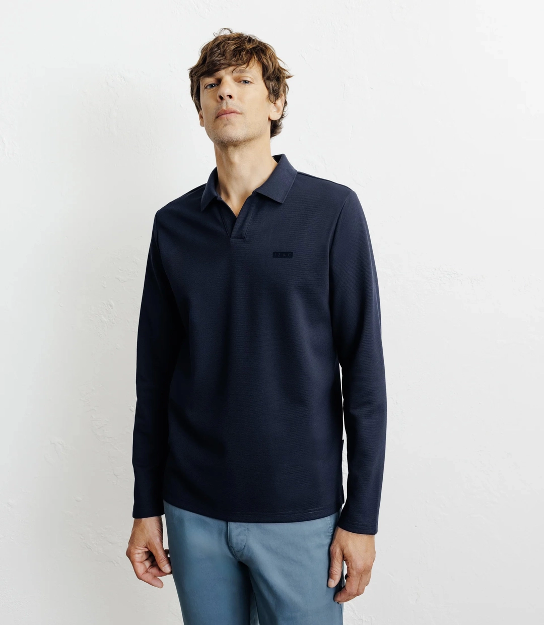 IZAC - Polo col ouvert manches longues marine