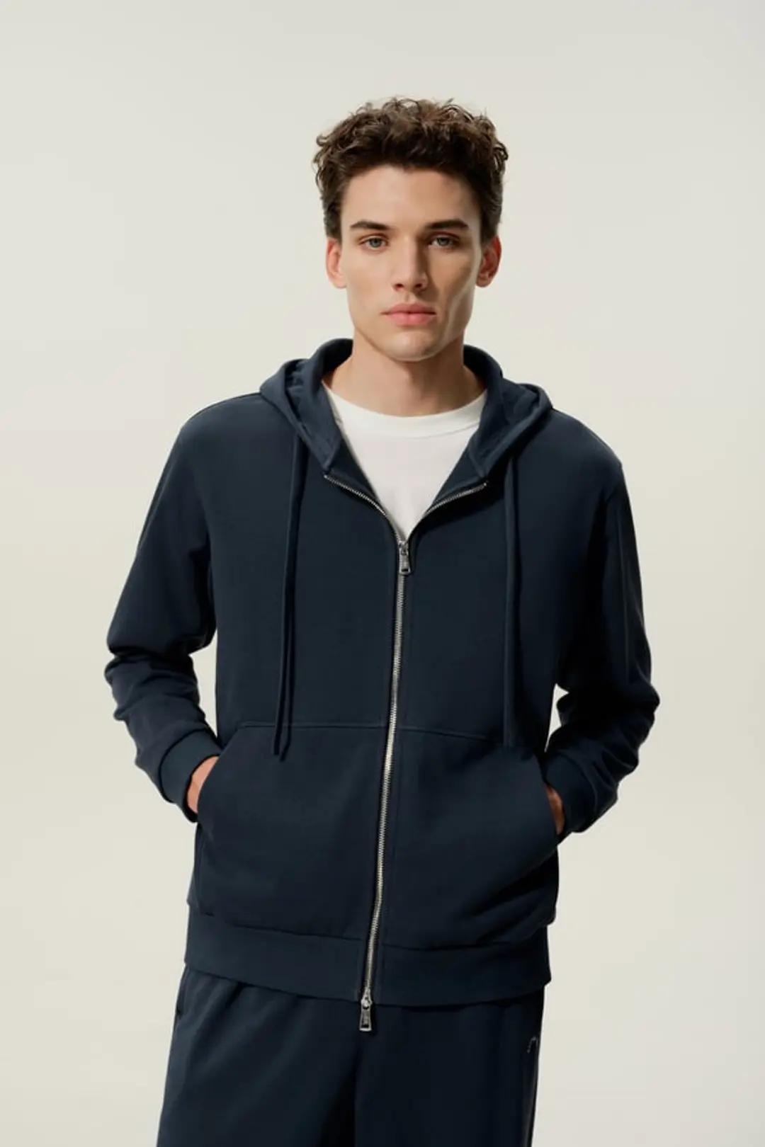 LILYSILK Homme Sweat Zippé en Soie et Coton Doux avec Capuche Gilet Espresso M