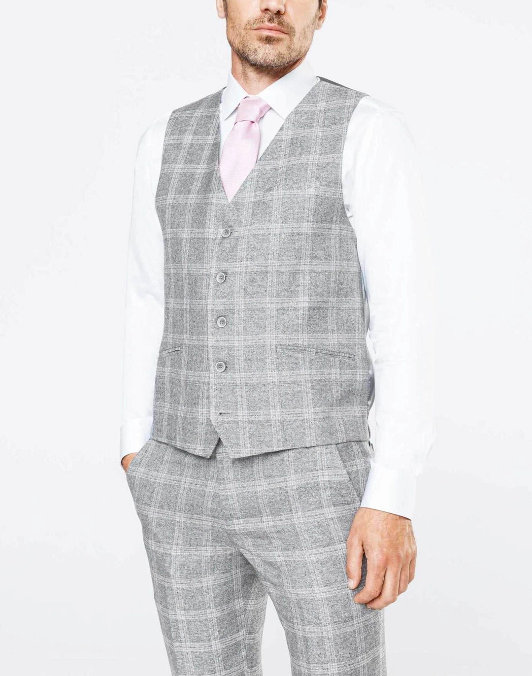 IZAC - Gilet ville carreaux gris