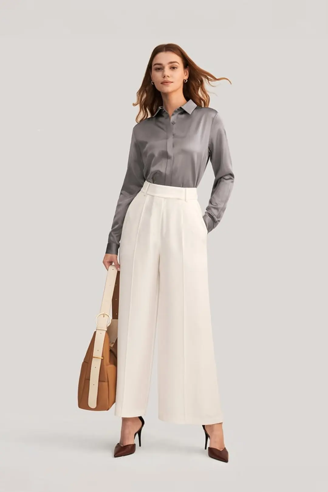 LILYSILK Chemisier Soie Chemise À Manches Longues 100% Soie Style D'Affaires Convient À Toutes Les Saisons Bleu Marine Xs
