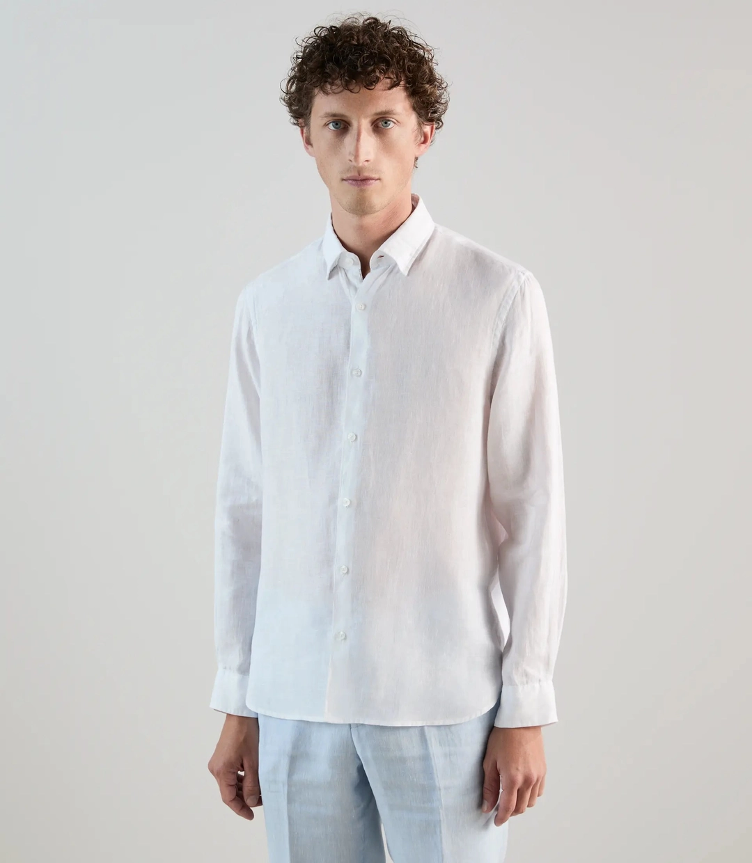 IZAC - Chemise unie 100% lin blanc