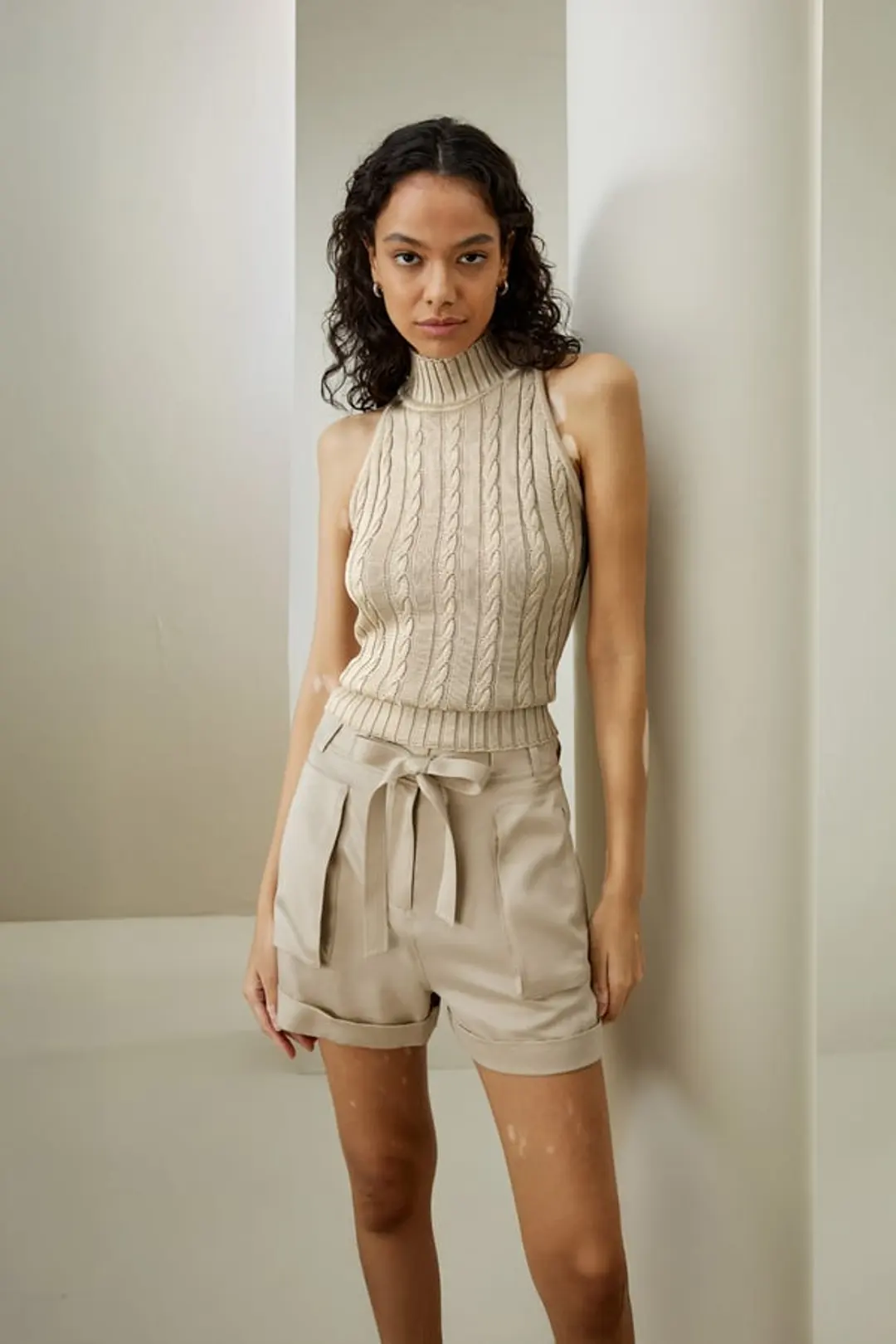 LILYSILK Pull Sans Manches Beige Colletage Et Taille Nervurés 100 % Soie Sauvage Doux Pour La Peau Et Respirant L