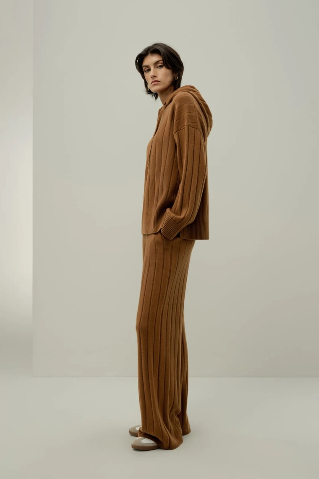 LILYSILK Pull à Capuche Femme 100% Cachemire Oversize en Tricot Côtelé, Blanc, XL