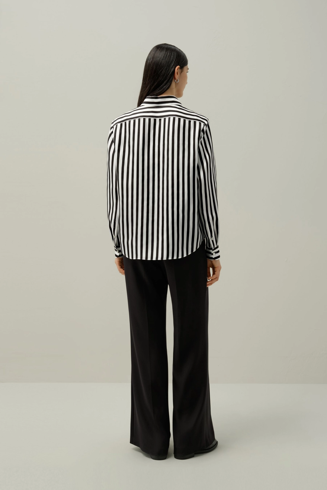 LILYSILK Blouse Soie Femme Lilysilk X Lydia Tomlinson Soie De Haute Qualité Indispensable À Toute Garde-Robe Rayures Noires Et Blanches Xl