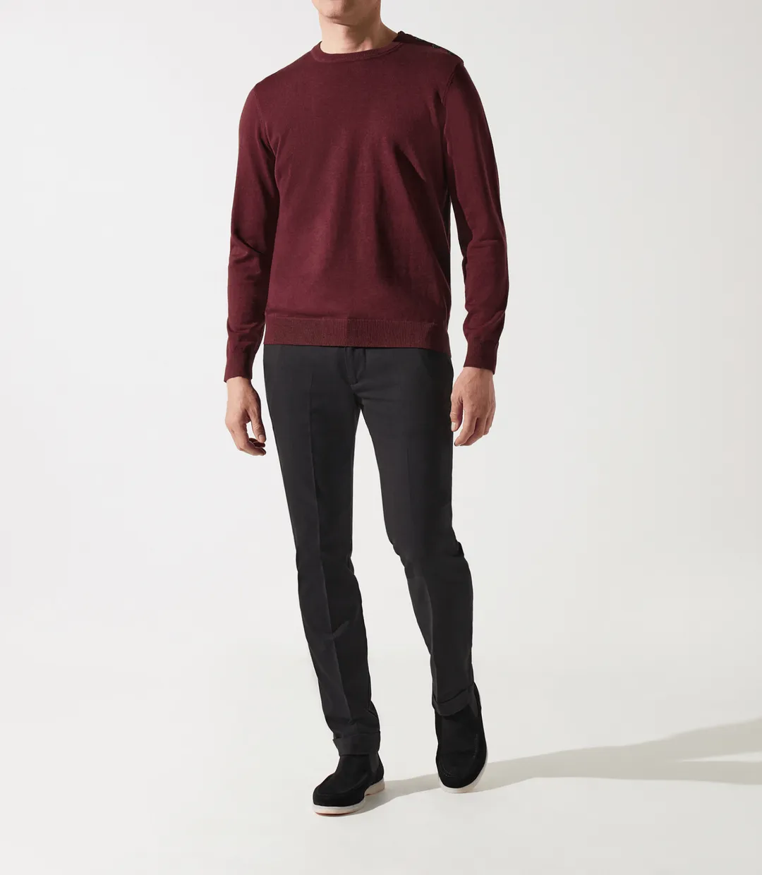 IZAC - Pull col rond épaule boutonné bordeaux
