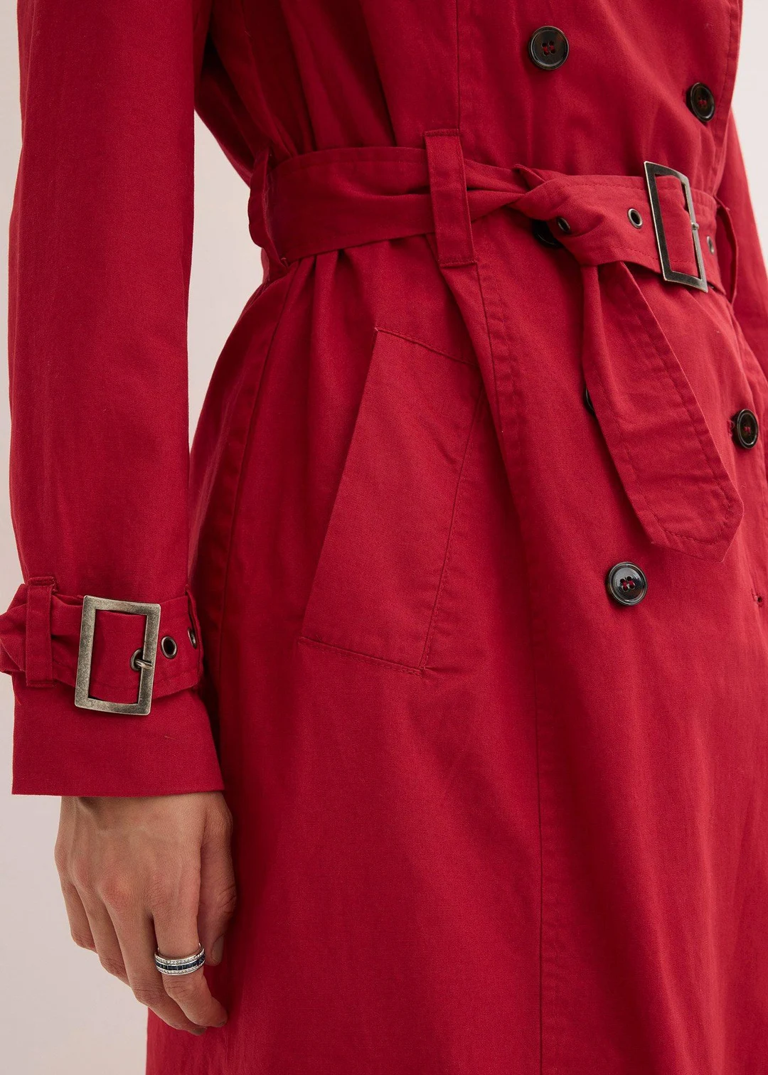 Trench-coat long ceinturé à la taille - 3