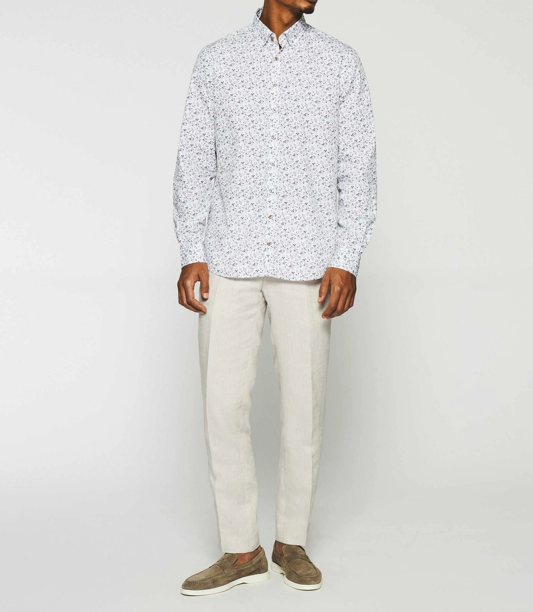 IZAC - Chemise à imprimé fleurs blanche et bleue KELYAN