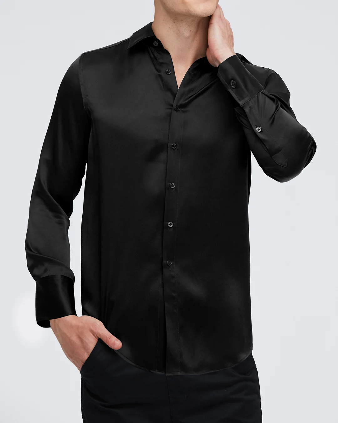 LILYSILK Chemise De Base Pour Homme En Soie De Mûrier Gris Foncé L