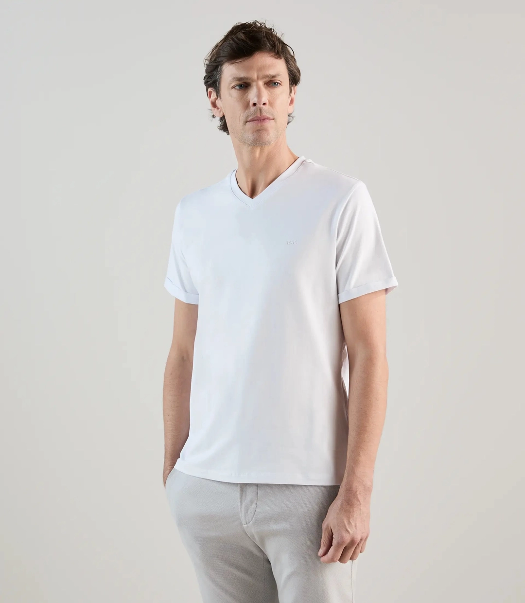 IZAC - T-shirt col V basic blanc