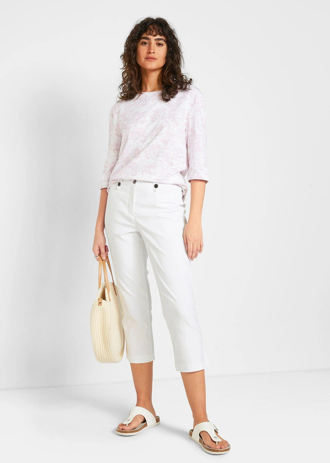Pantalon 7/8 en bengaline avec taille élastiquée