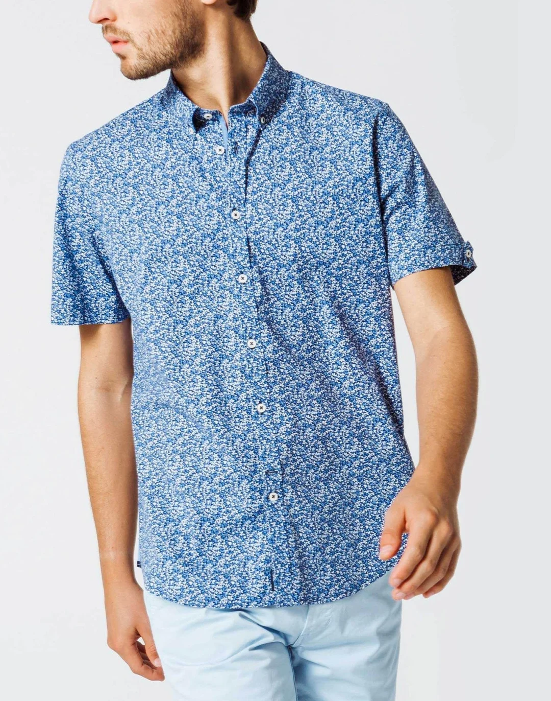 IZAC - Chemise Micro Motif Marine