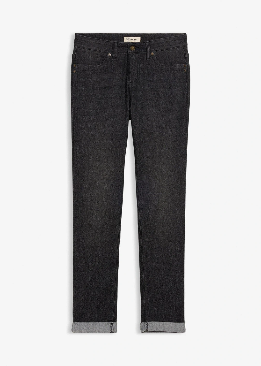 Jean droit taille mi-haute, extensible
