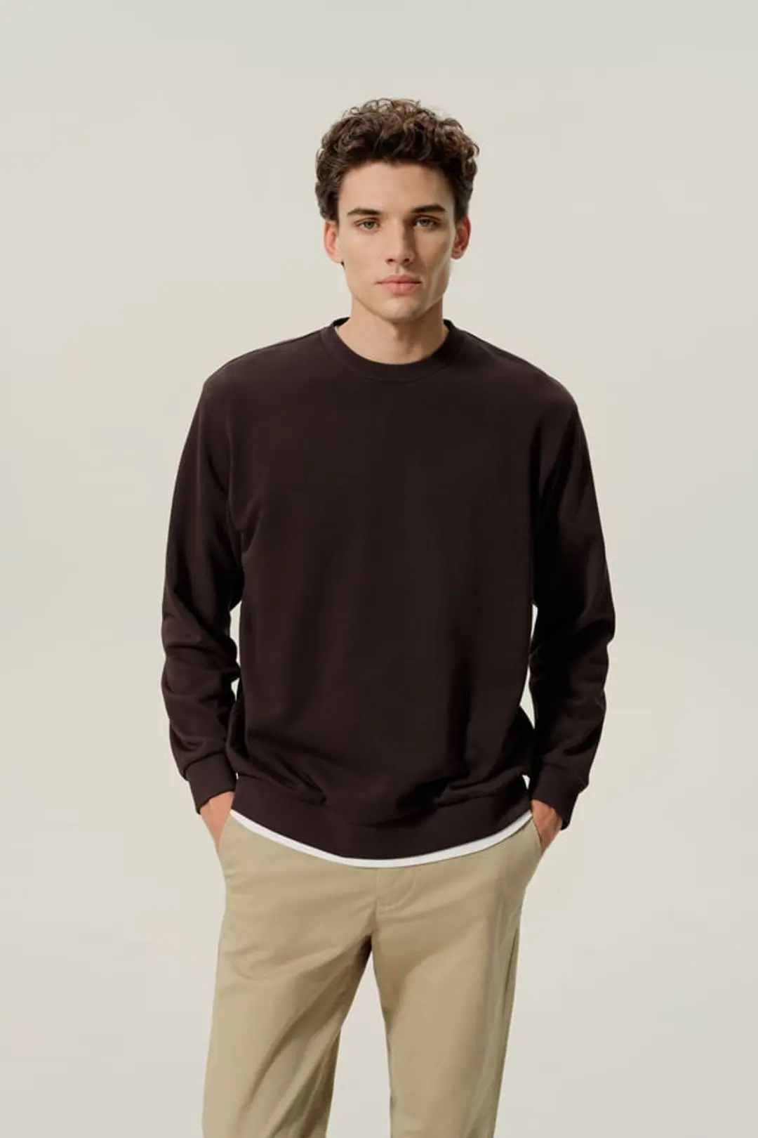 LILYSILK Sweat-shirt Homme SILKERRY en Soie et Coton Doux à Col Rond Husky L