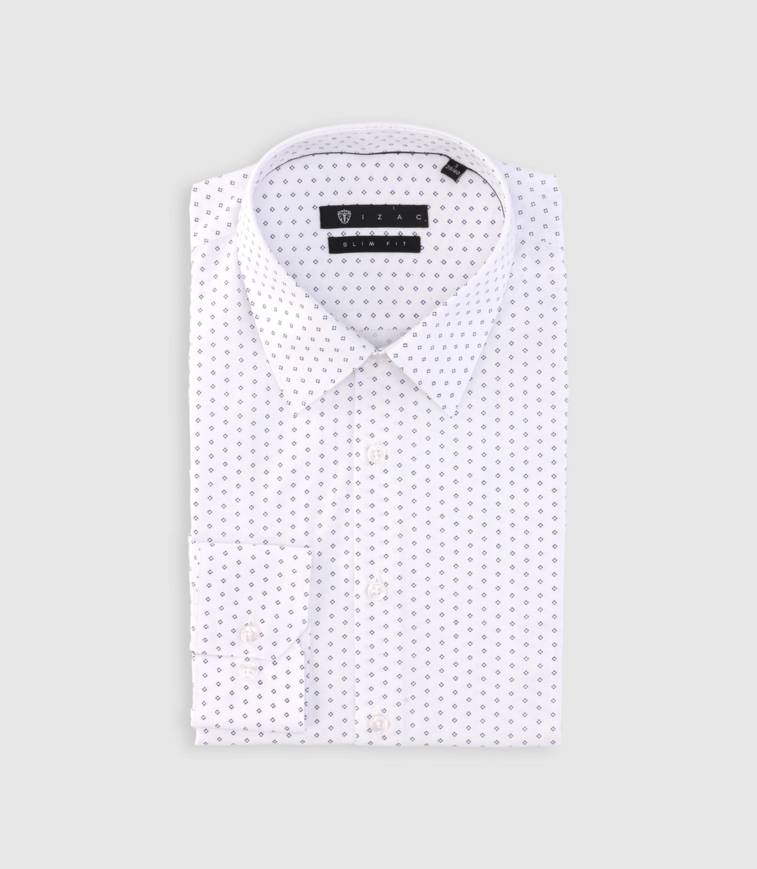 IZAC - Chemise imprimée micro motifs blanche et marine PAOLINO