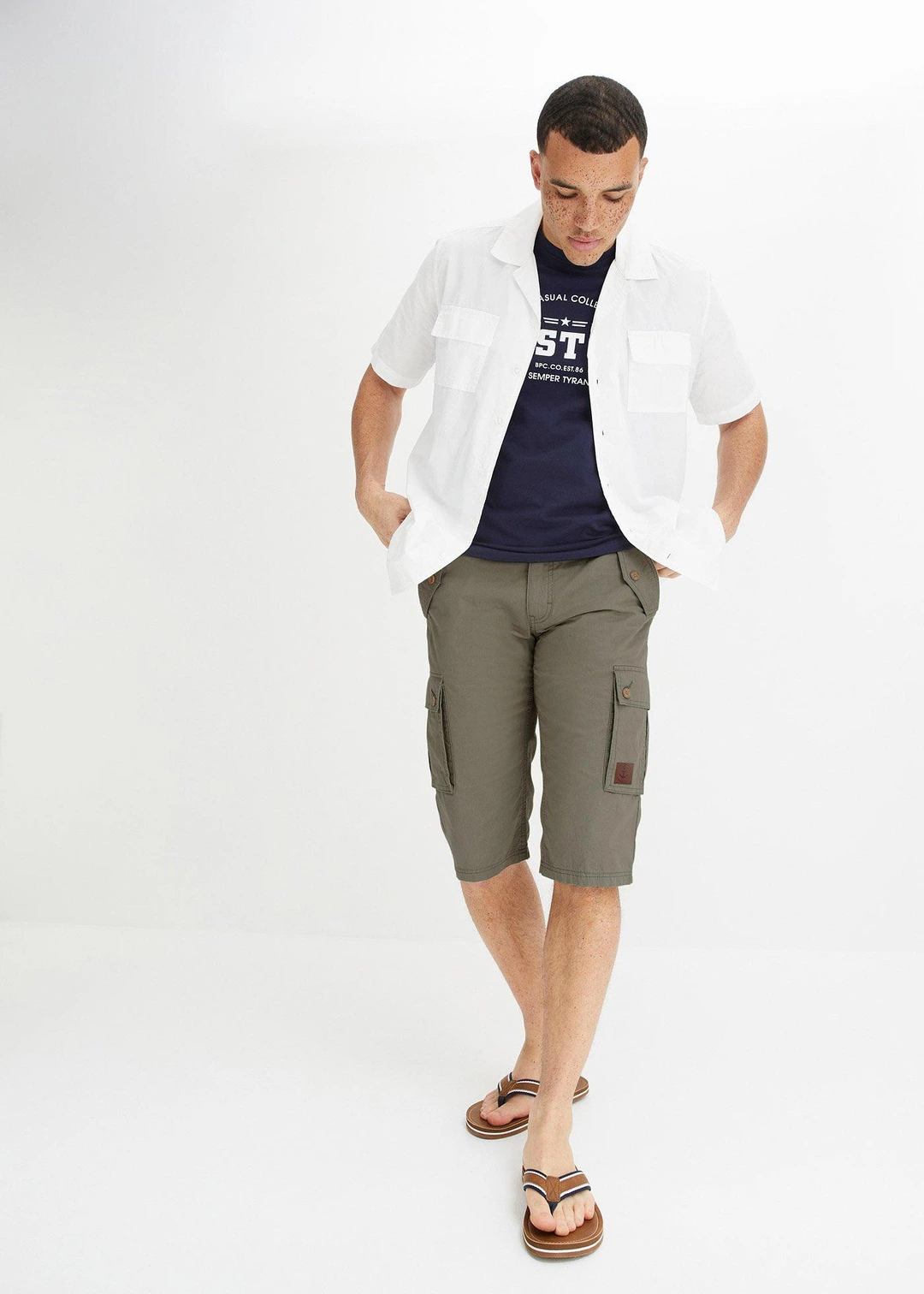 Bermuda cargo 100% coton, regular