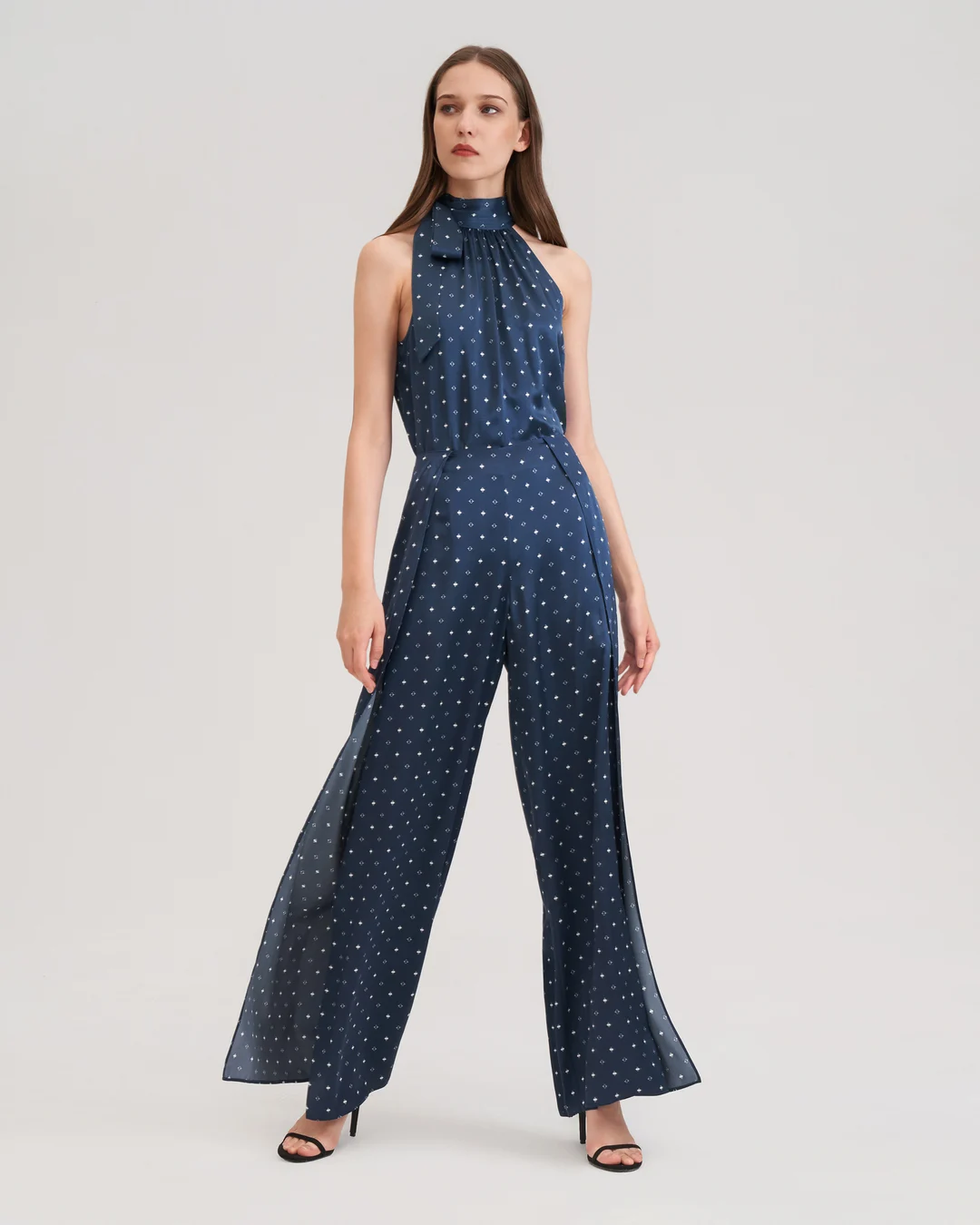 LILYSILK Pantalon En Soie Imprimée Ginkgo FR Diamants blancs en bleu 30-32