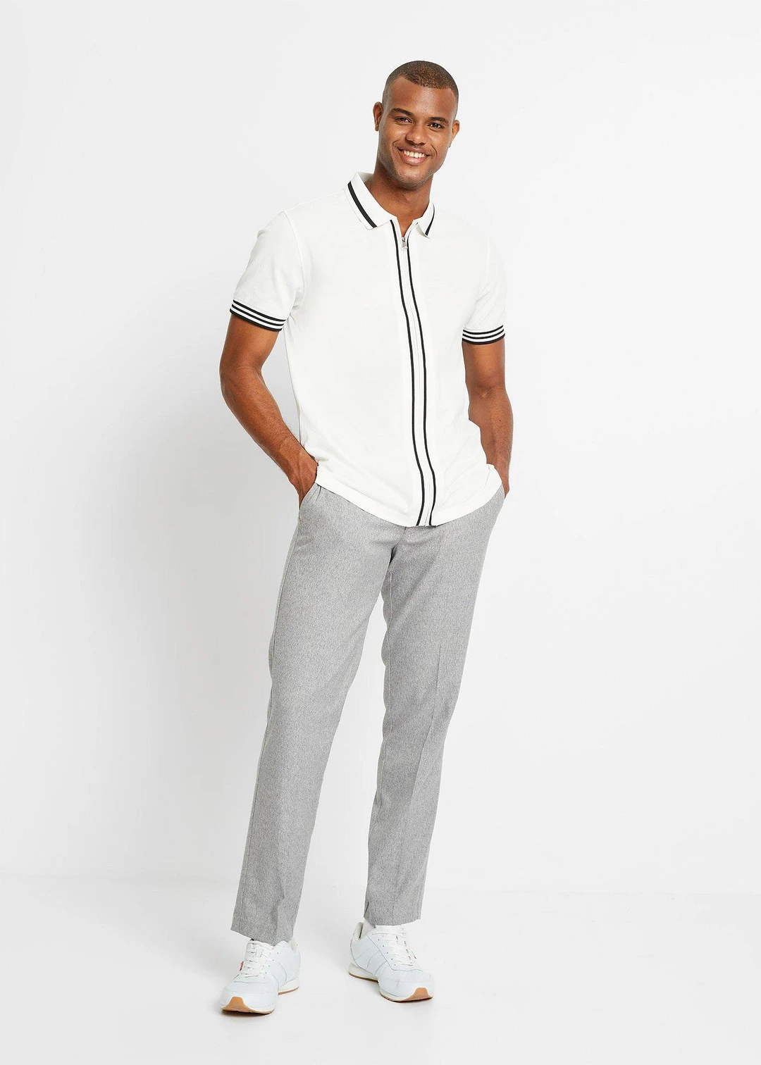 Polo zippé en maille piquée 100% coton