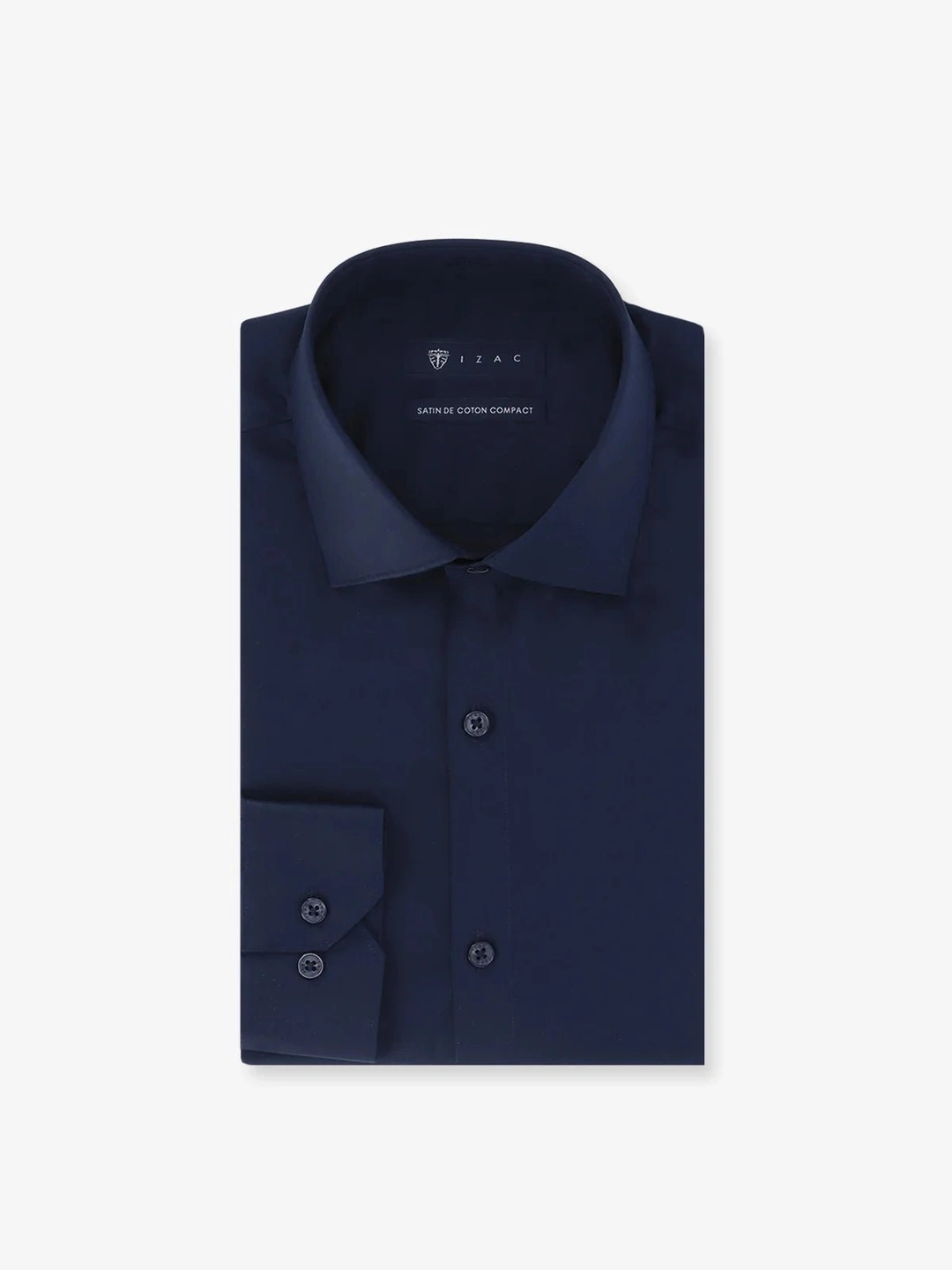 IZAC - Chemise ville en satin de coton marine