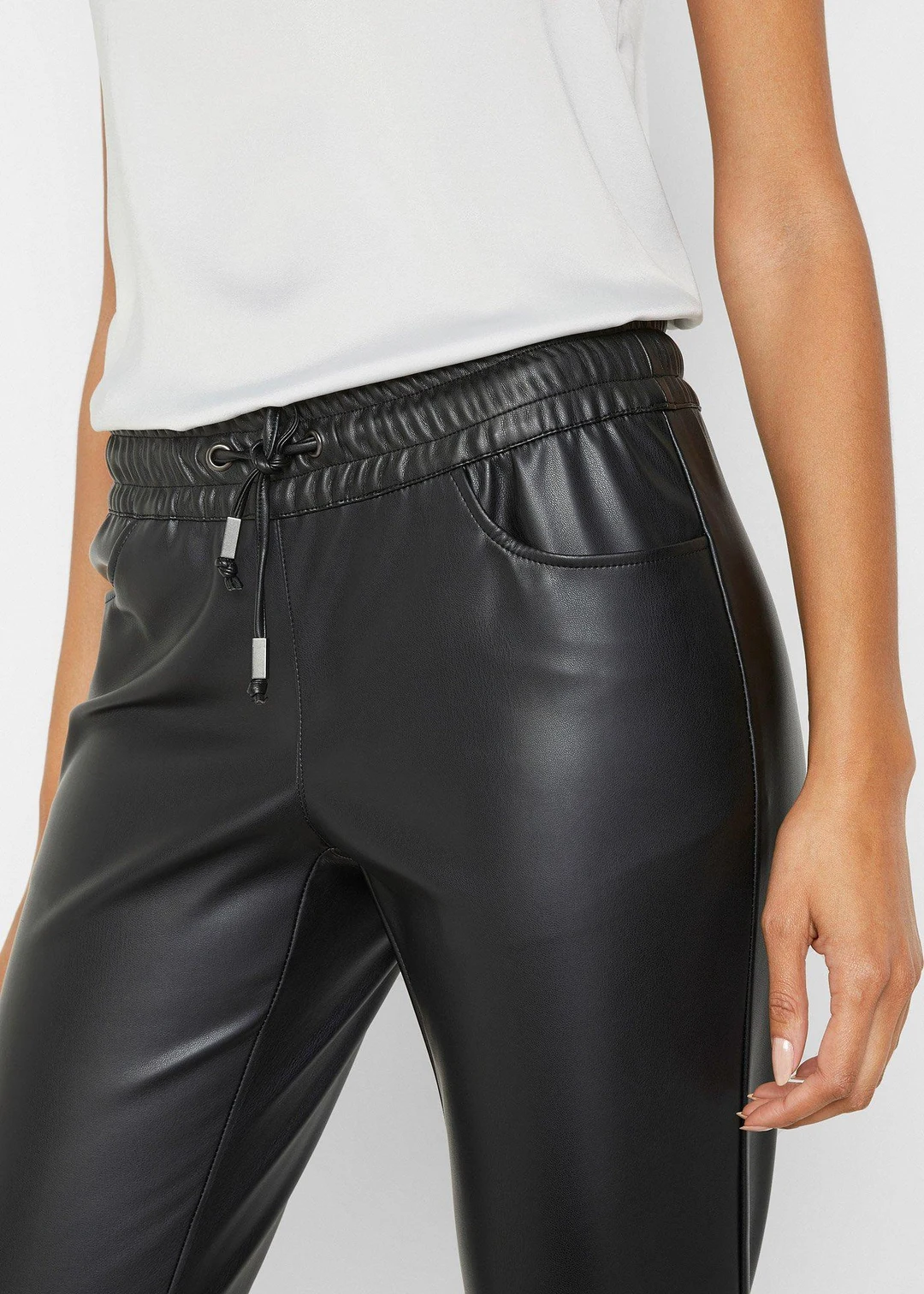 Pantalon enduit à taille élastiquée - 3