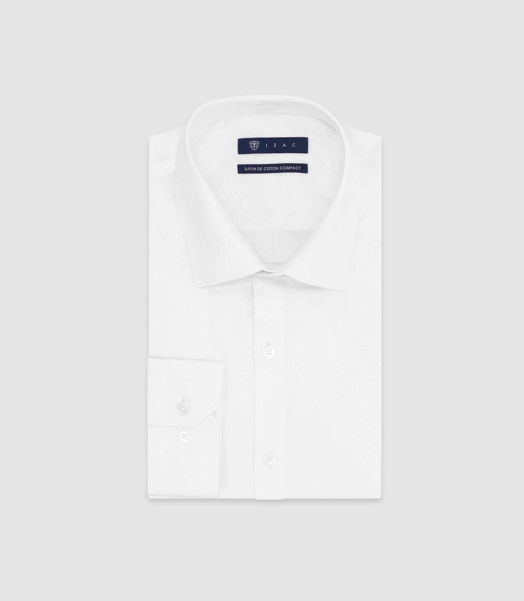 IZAC - Chemise slim en satin de coton BLANC