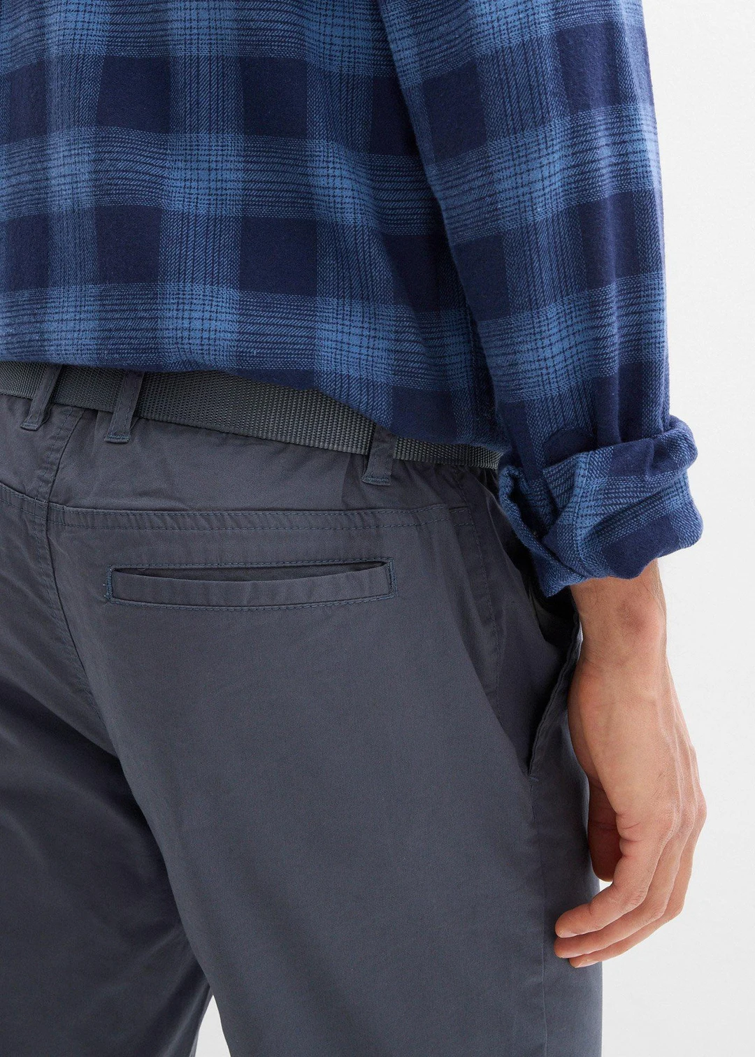 Pantalon chino regular avec ceinture, taille élastiquée, droit - 3
