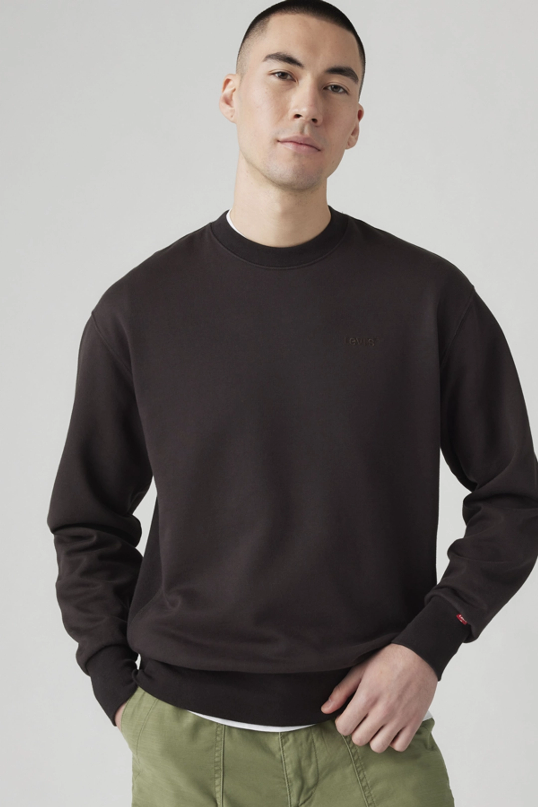 Levi's Sweat Shirt Col Rond Authentic - Homme - Marron / Garment Dye H225 Maitake Brown - M