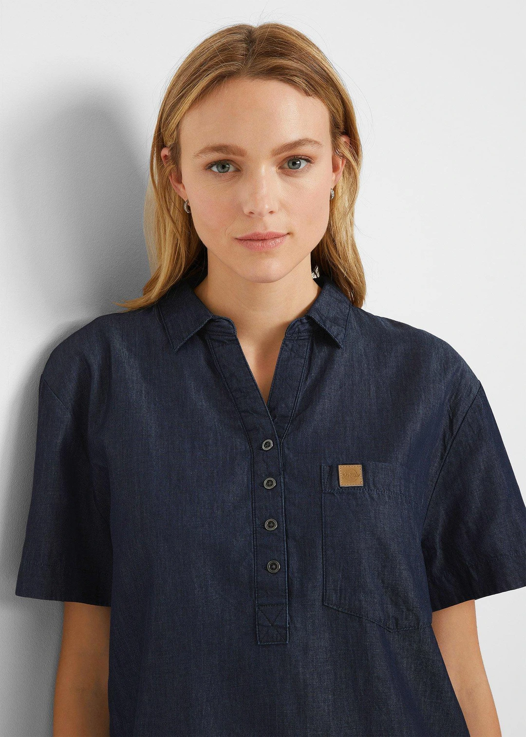 Robe en jean, manches courtes