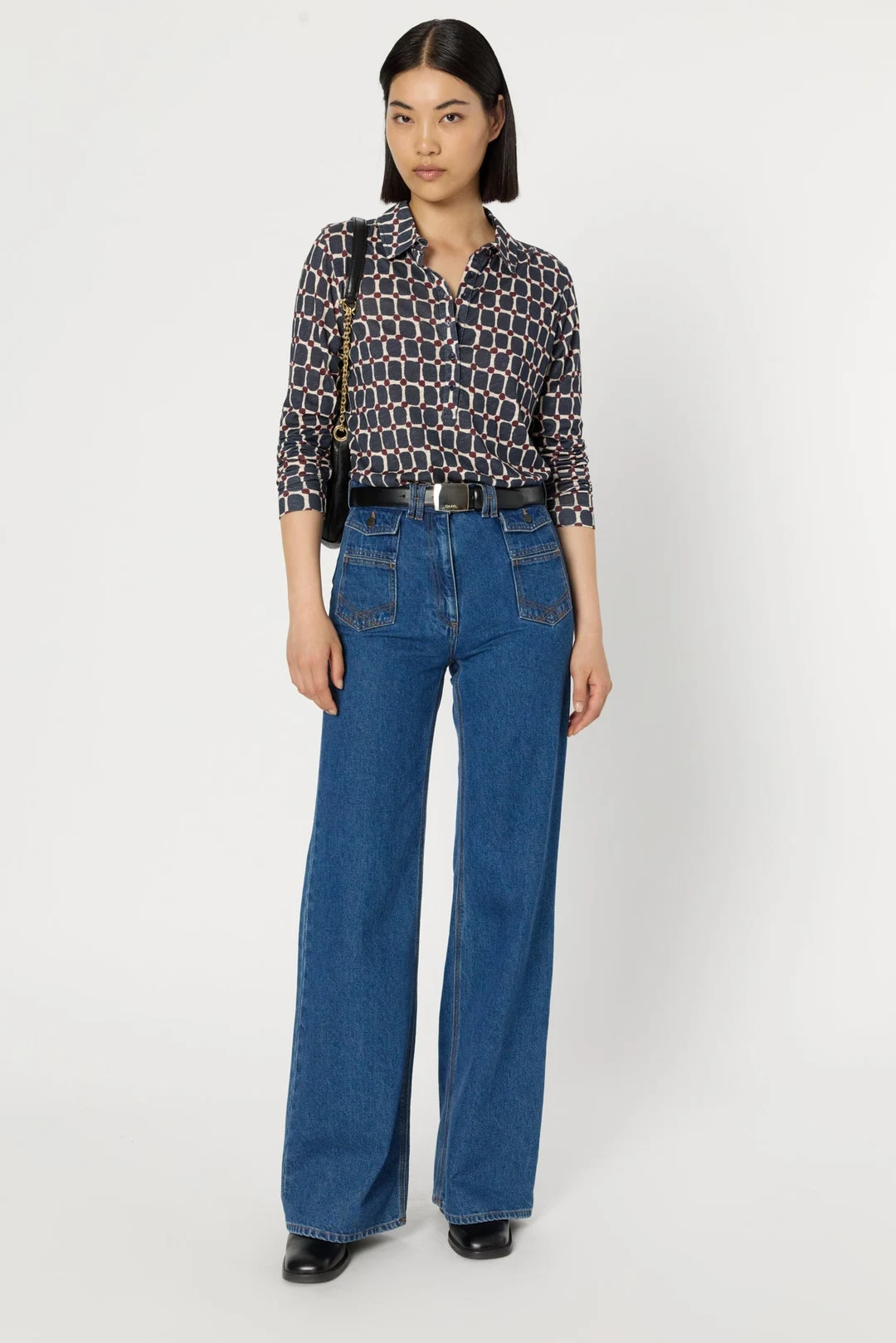 Tee-shirt polo imprimé - HORTENSE - Indigo