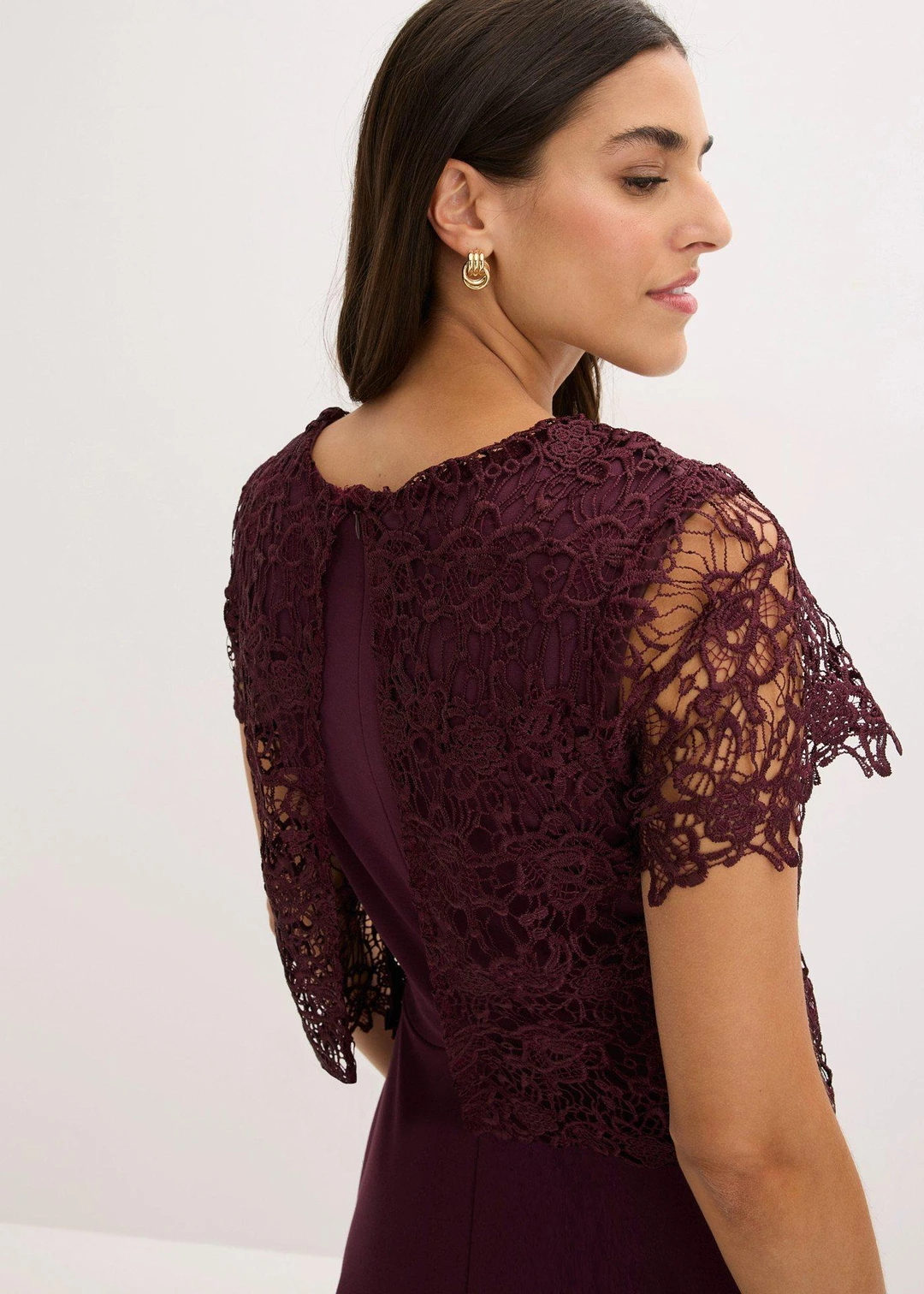 Robe midi avec empiècement dentelle - 3